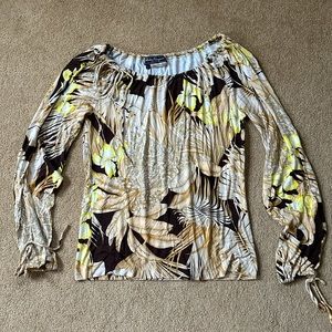 SALVATORE FERRAGAMO Floral Print Scoop Neck Blouse Size S